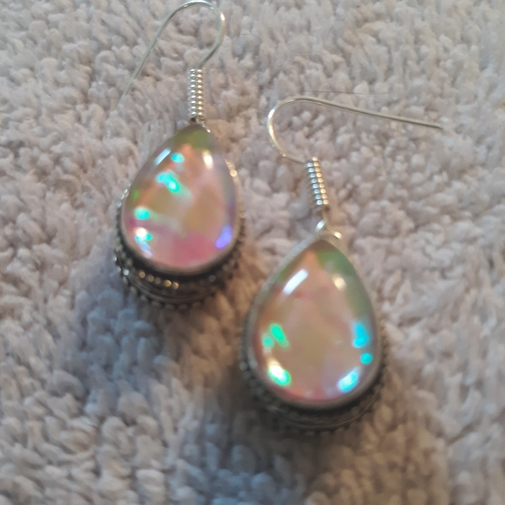 Pink Australian Triplet Opal Earrings - Picture 6 of 8